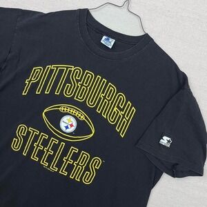 Vintage 1996 Starter NFL Pittsburgh Steelers Black Single Stitch Tee‎ Shirt